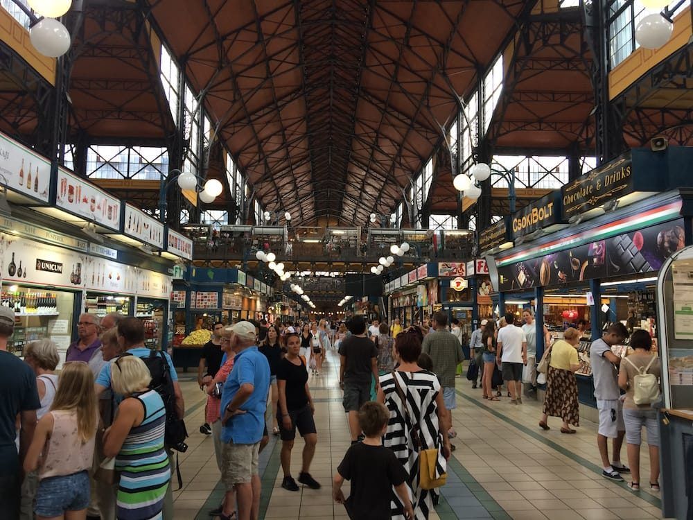 A photo of the main market in Budapest, Hungary.