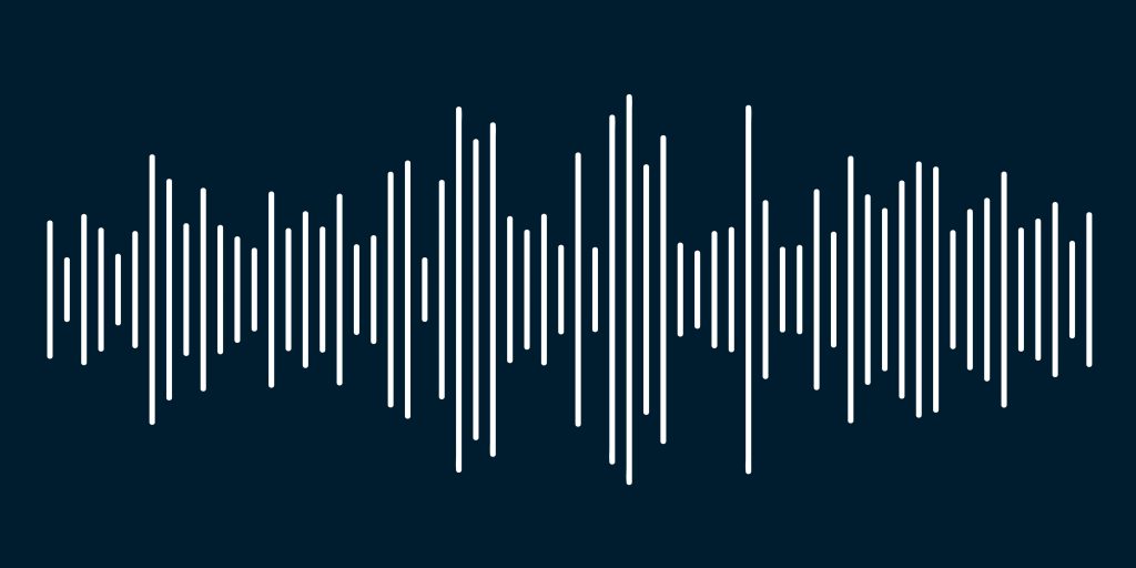 Minimal sound wave banner design background in blue and white. Image credit: Freepik.com