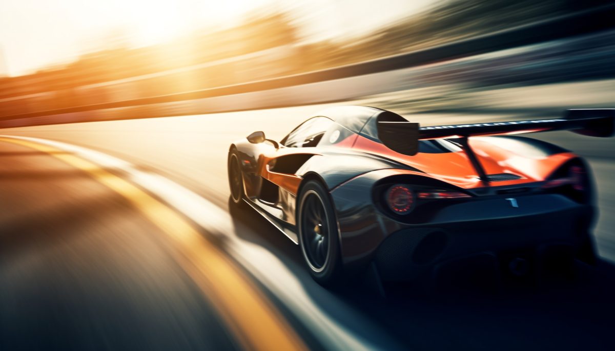 Blurred motion of modern sports car driving generative AI. Image by vecstock on Magnific